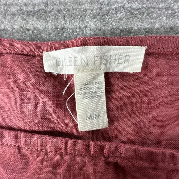 Eileen Fisher Blouse Pink Organic Linen Lagenlook Boatneck 3/4 Sleeve Top Size M - Picture 2 of 8
